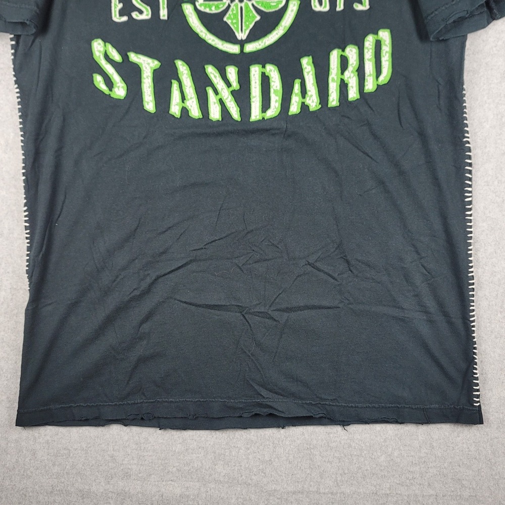 VTG Affliction Standard Goods T-shirt Black Mens LRG Distressed Y2K Double Sided - Picture 6 of 10